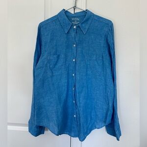 LILLY PULITZER SEA VIEW LINEN BUTTON DOWN